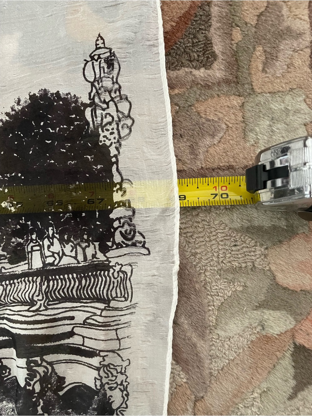 Paris 100% Silk Sheer Landmark Print Oblong Scarf Black Ivory 20x70 - Picture 12 of 14